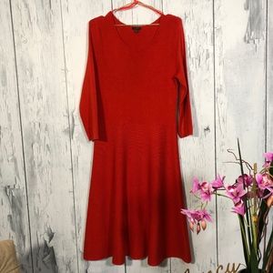 Talbots Burnt Orange Long Sleeve Sweater Dress Lg
